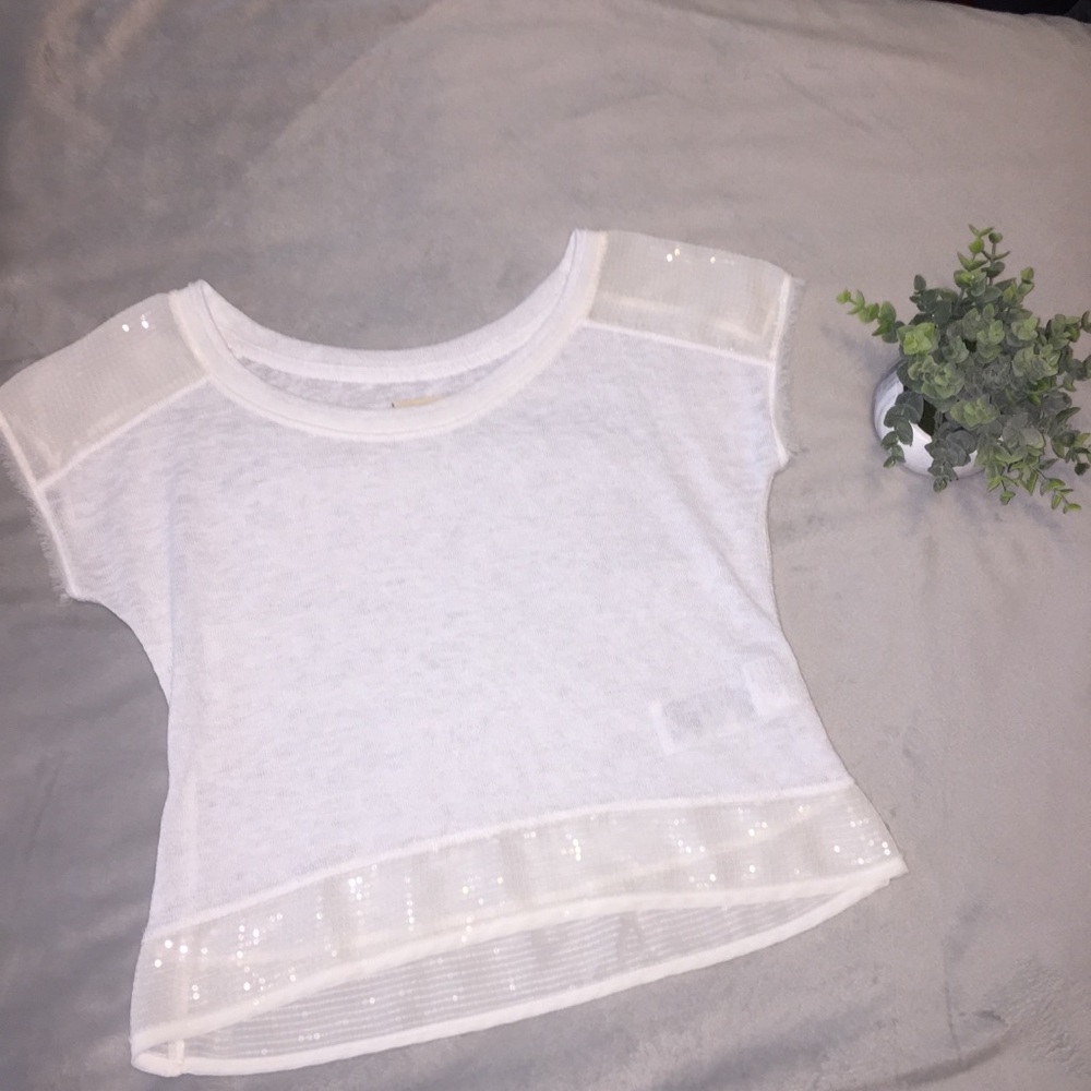 White Sparkly crop top